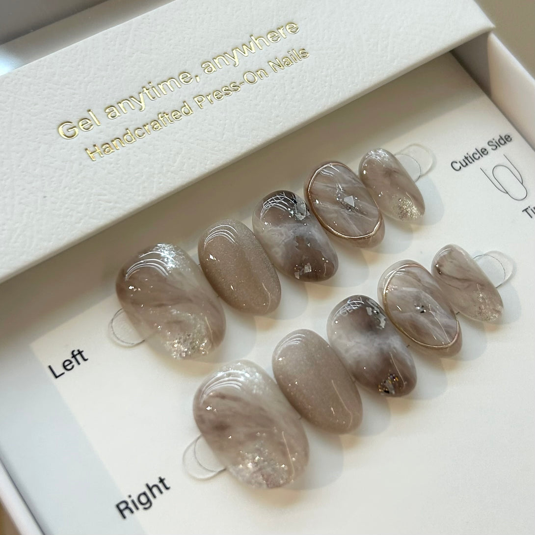 暈染穿戴甲, 香港穿戴甲, 日式美甲, marble press on nails 