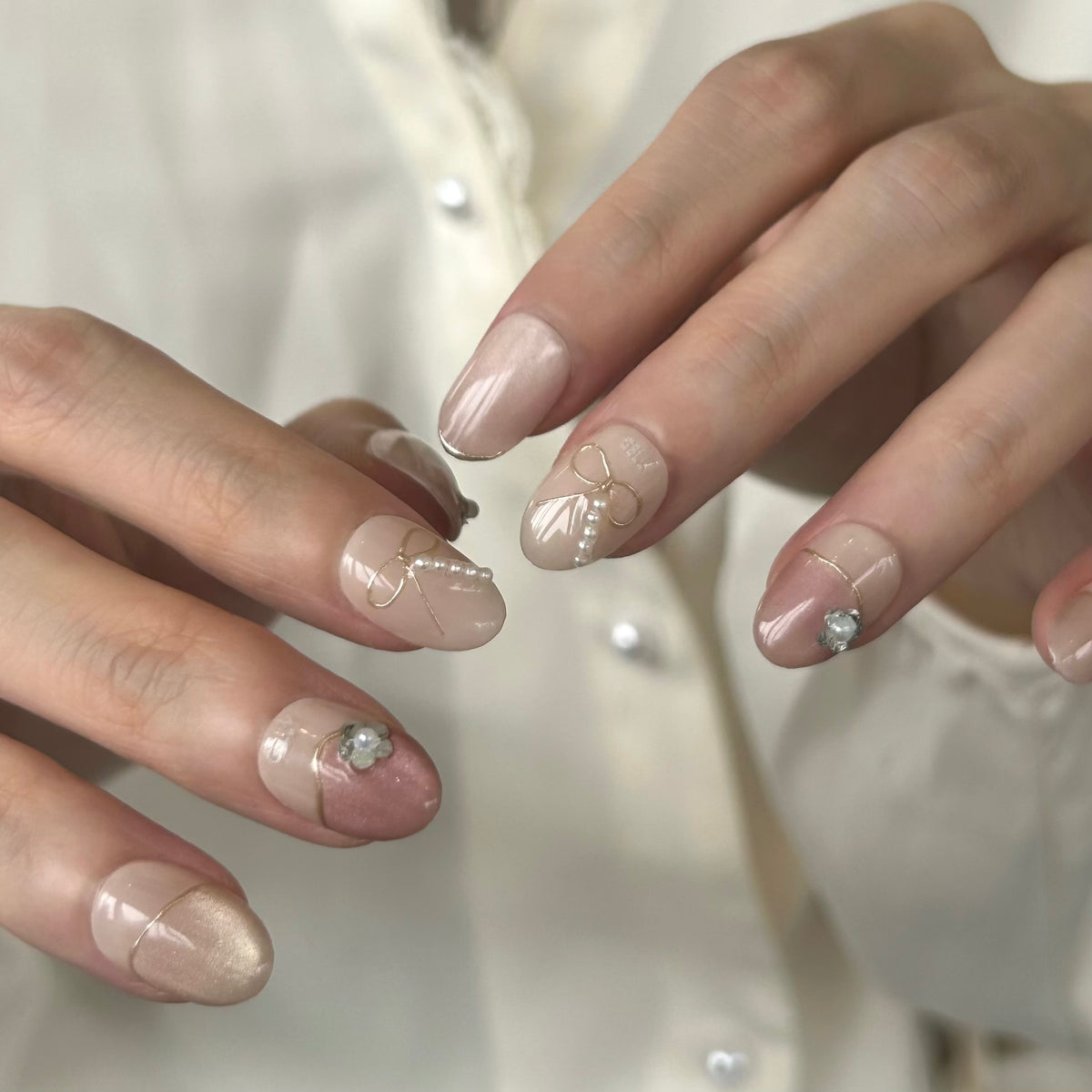 Close-up of hands with GELLY press on nail