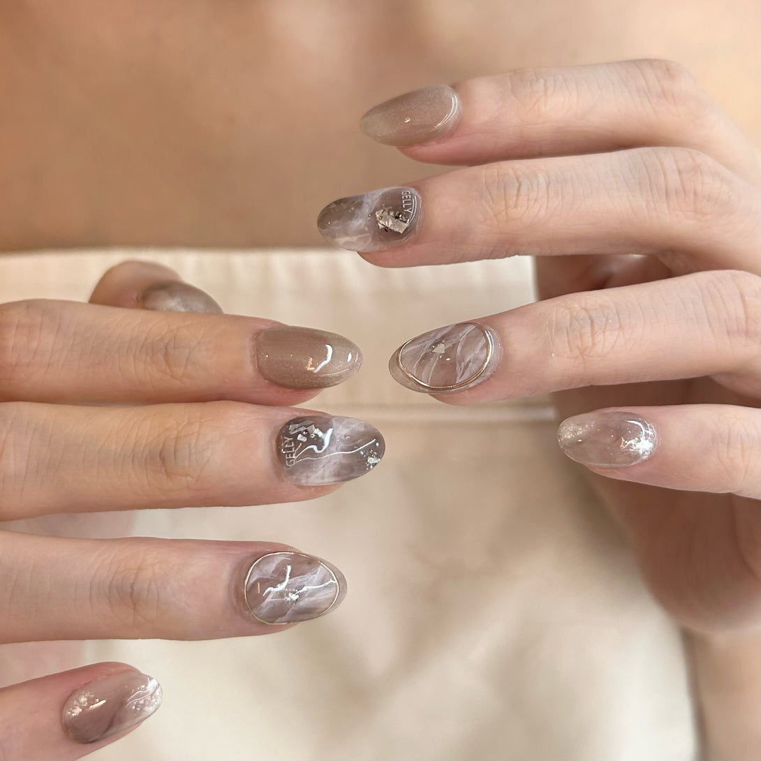 暈染穿戴甲, 香港穿戴甲, 日式美甲, marble press on nails 