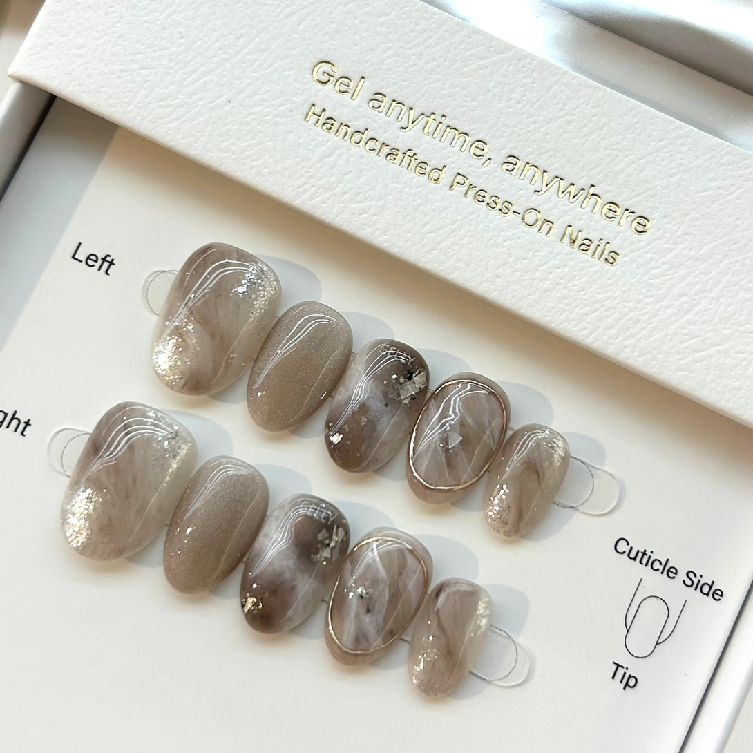 暈染穿戴甲, 香港穿戴甲, 日式美甲, marble press on nails 