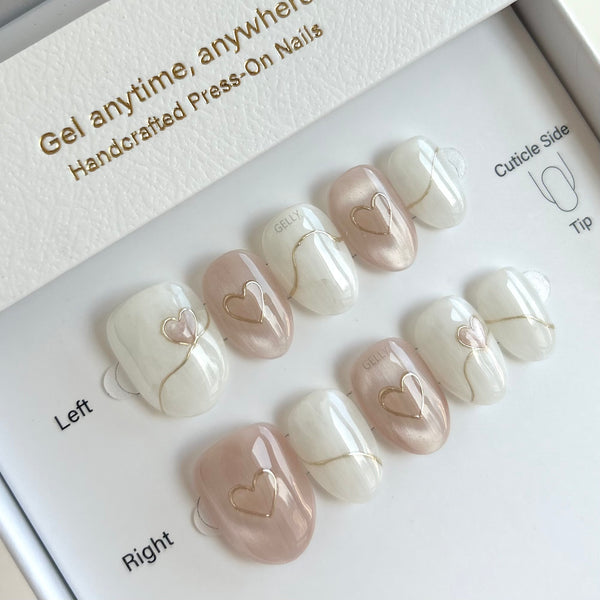 Heart shape cat eye press on nail