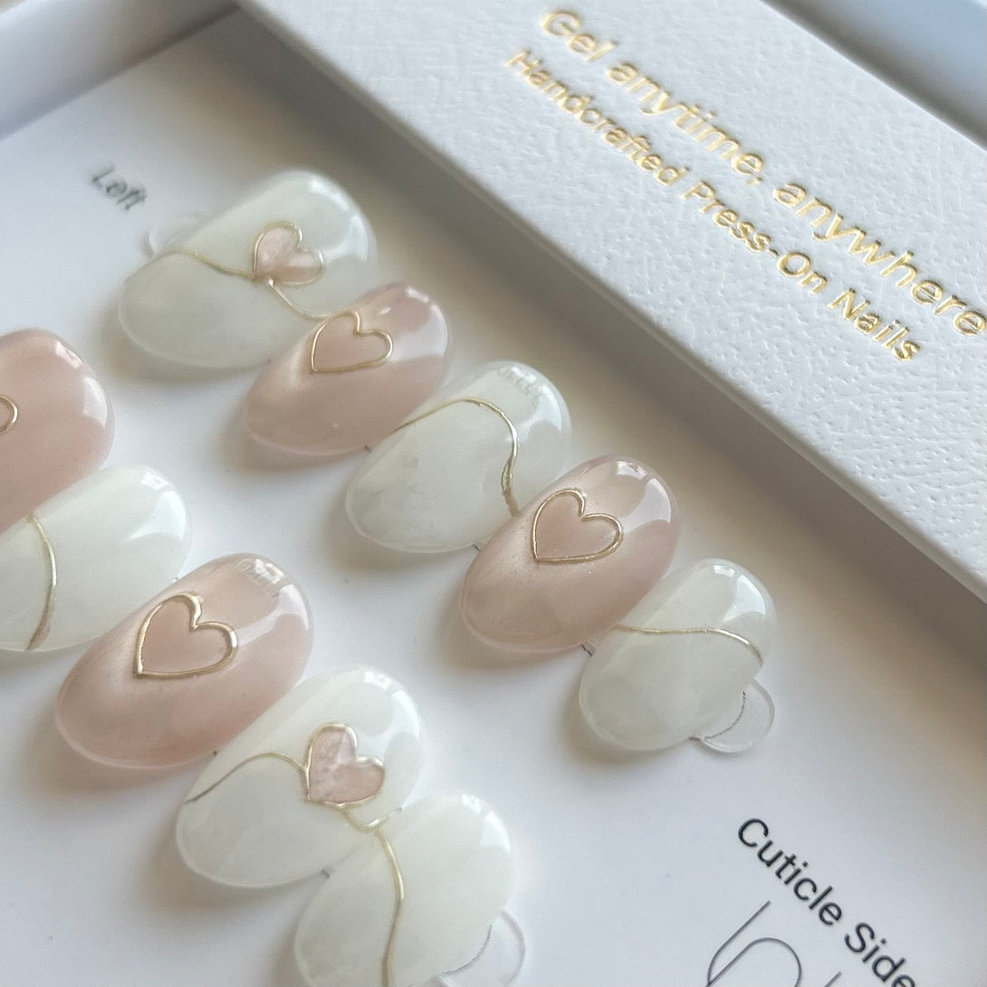 Heart shape cat eye press on nail