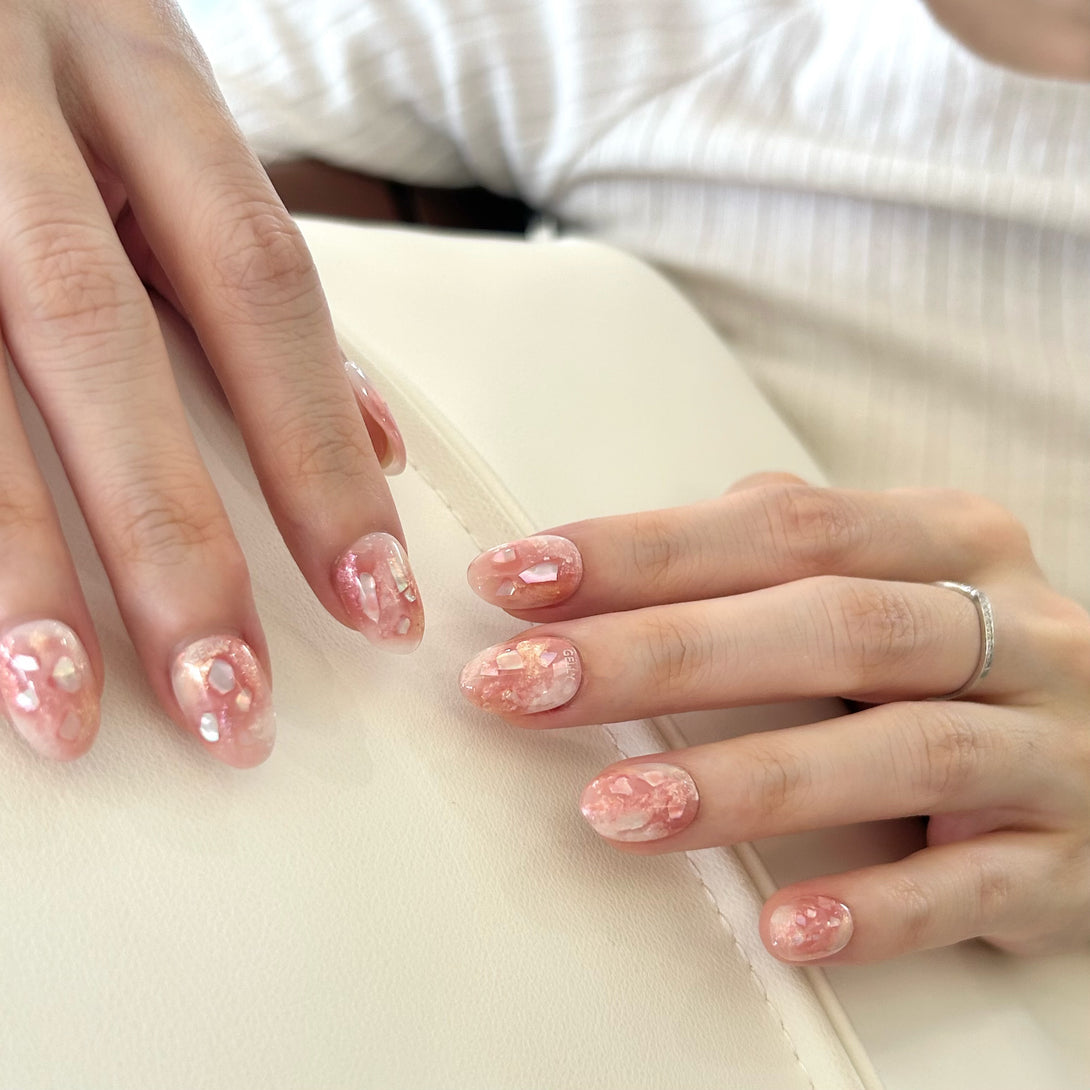 醋酸美甲 marble press on nail