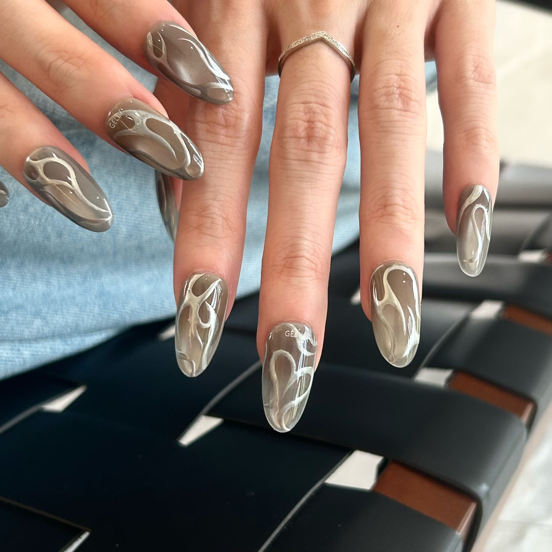 金屬穿戴甲 gray press on nail