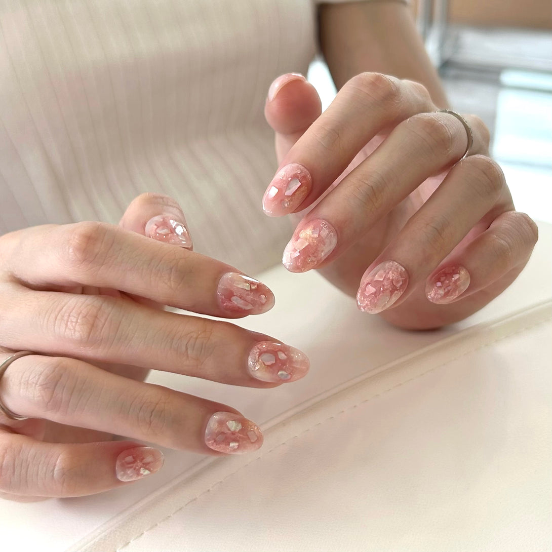 醋酸美甲 marble press on nail