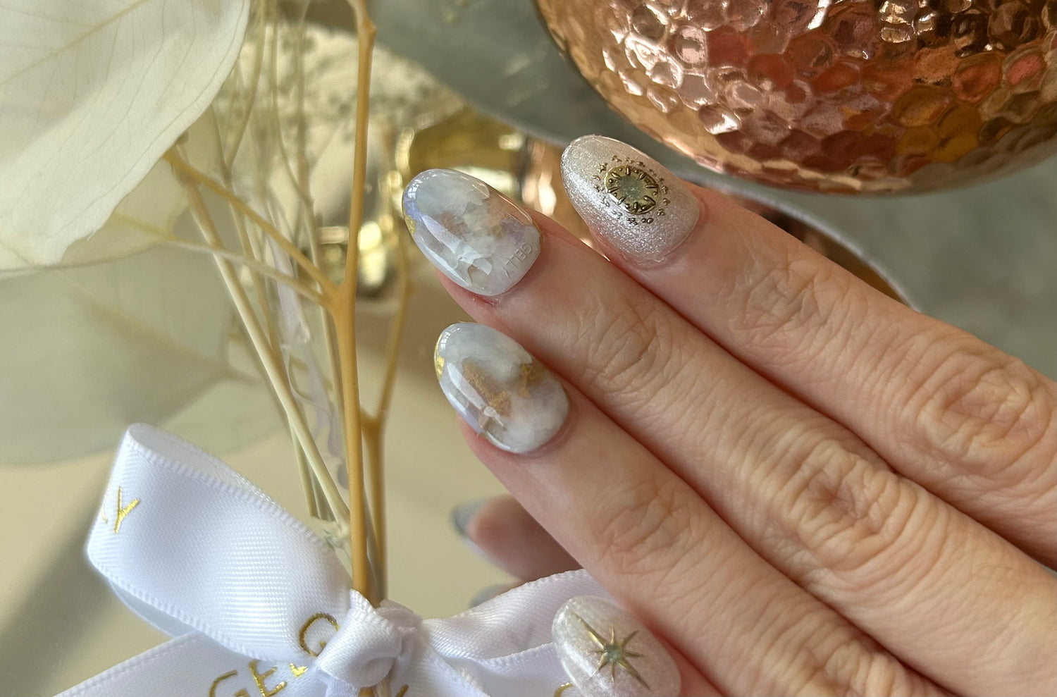 Marble goddess press on nail 暈染穿戴甲