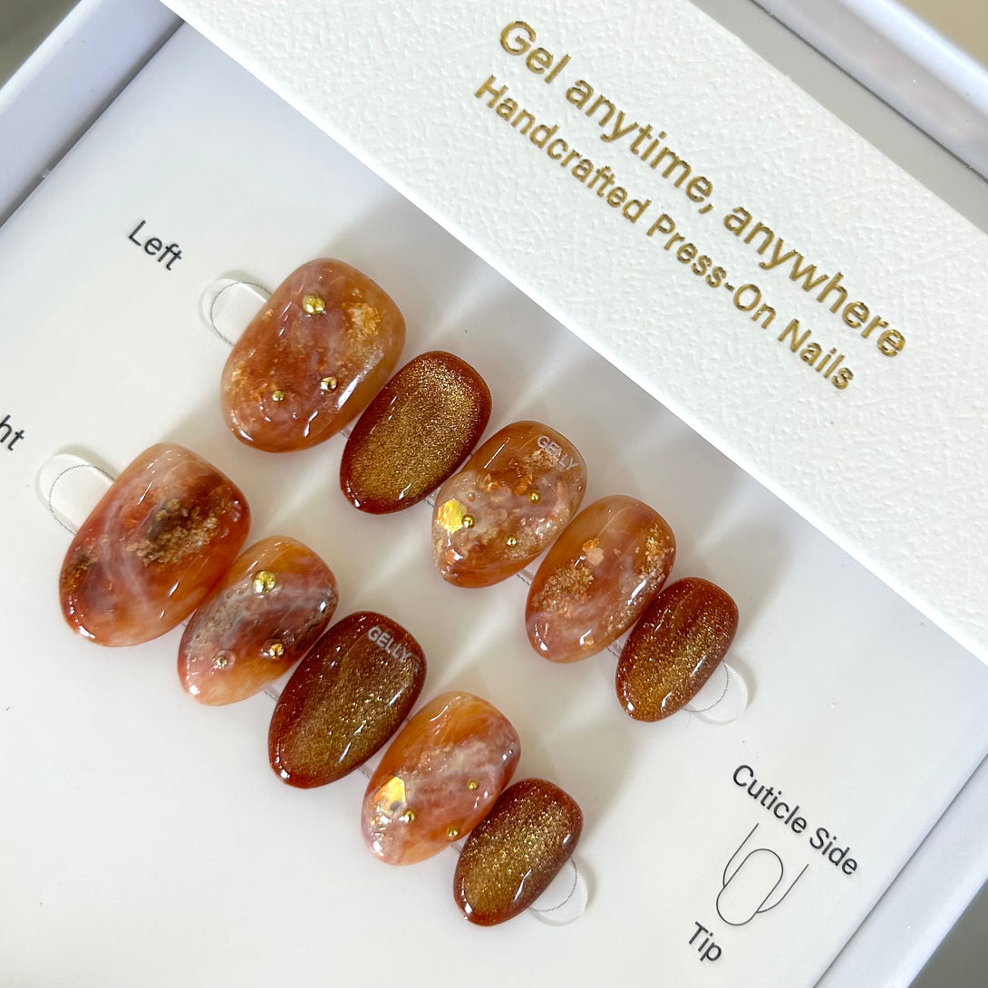 焦糖穿戴甲 caramel press on nail