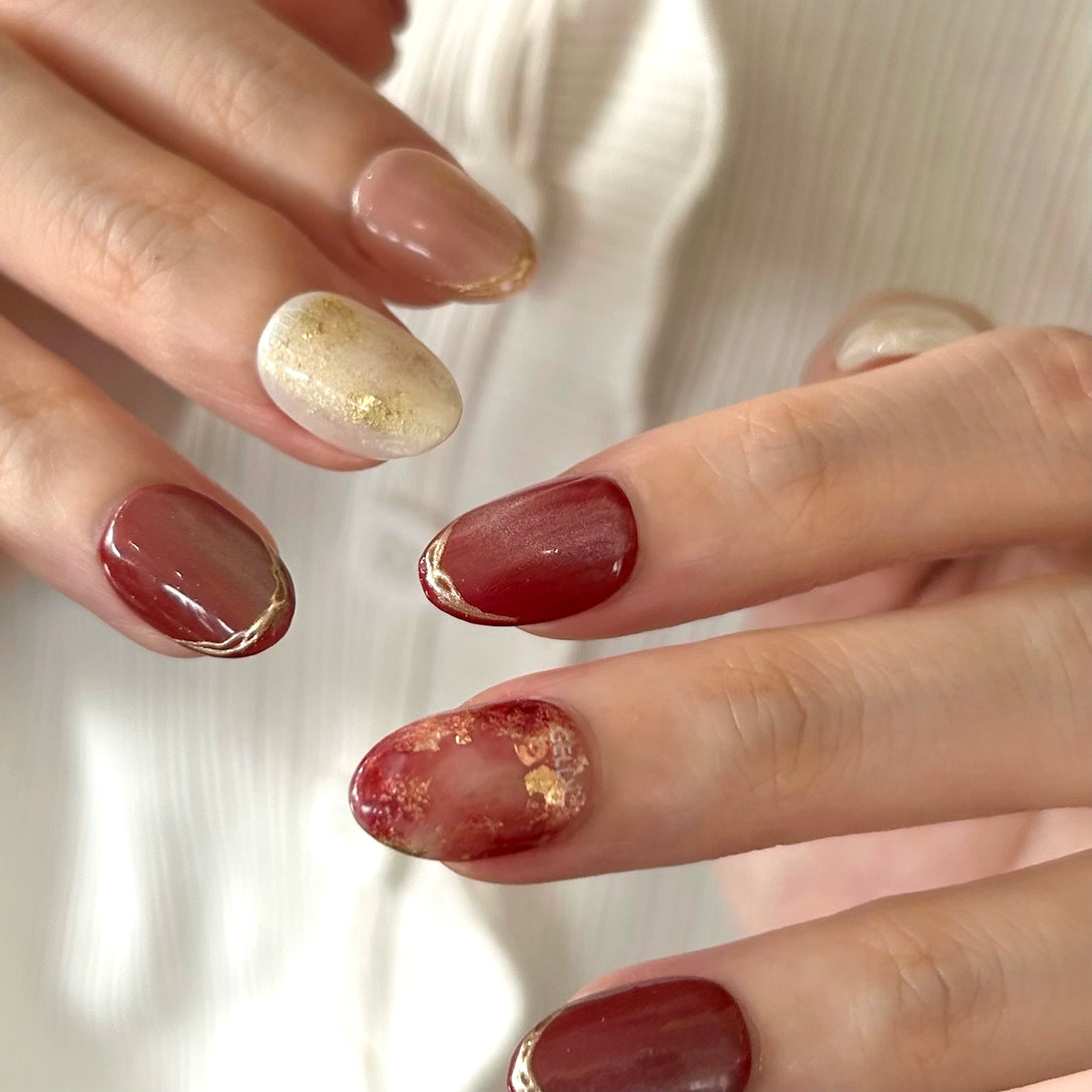 紅色穿戴甲 red press on nail