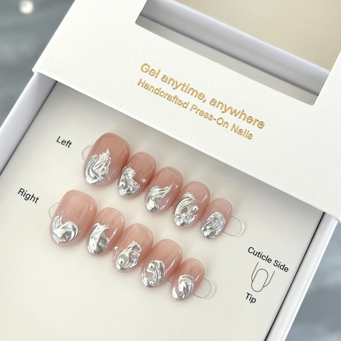 液態銀穿戴甲 silver press on nail