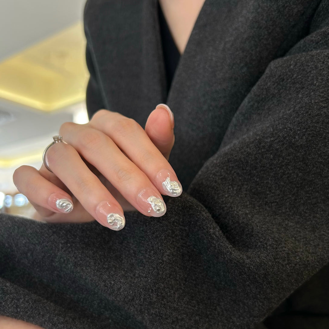 液態銀穿戴甲 silver press on nail