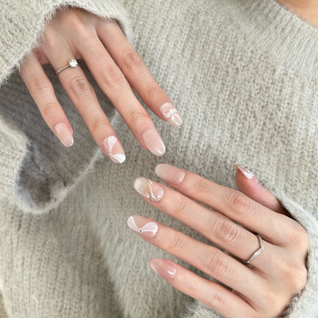 Pink press on nail 粉紅色穿戴甲