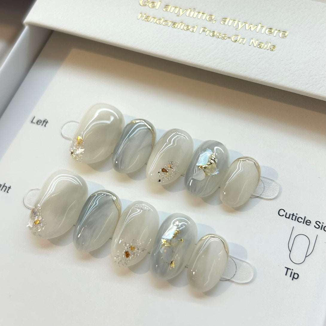 Gray-Blue Press On Nails