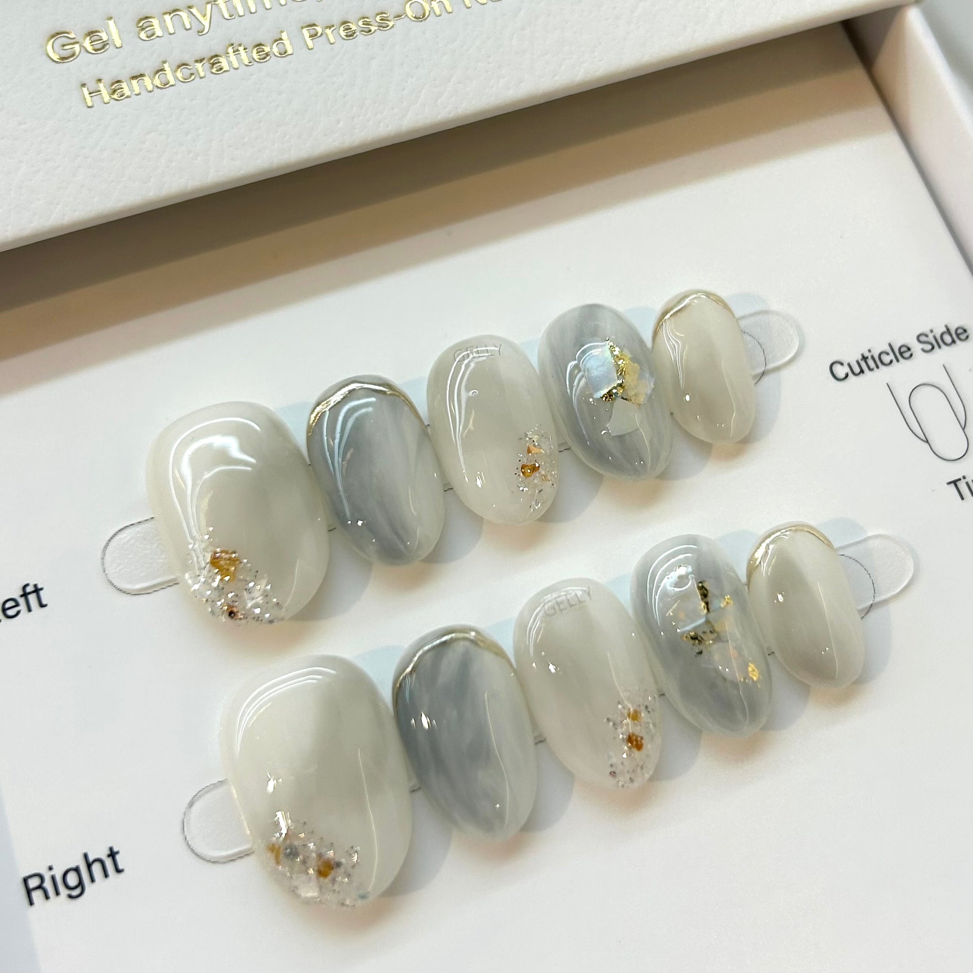 Gray-Blue Press On Nails