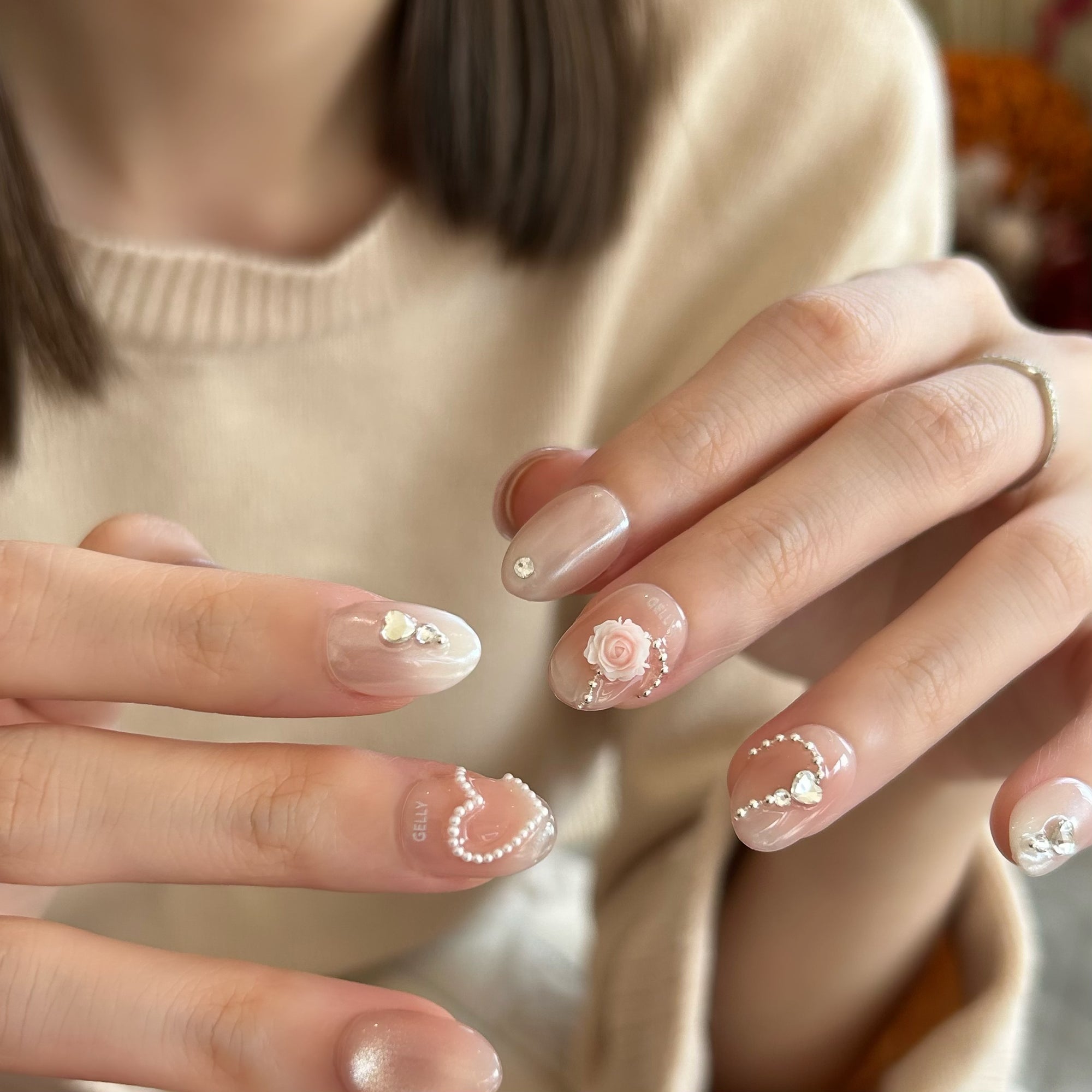 粉紅美甲 pink press on nail