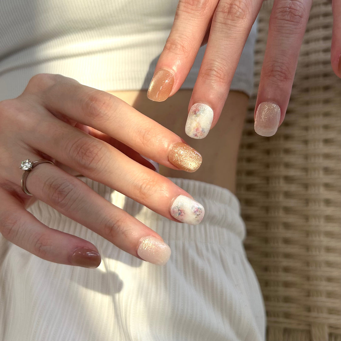 floral press on nails