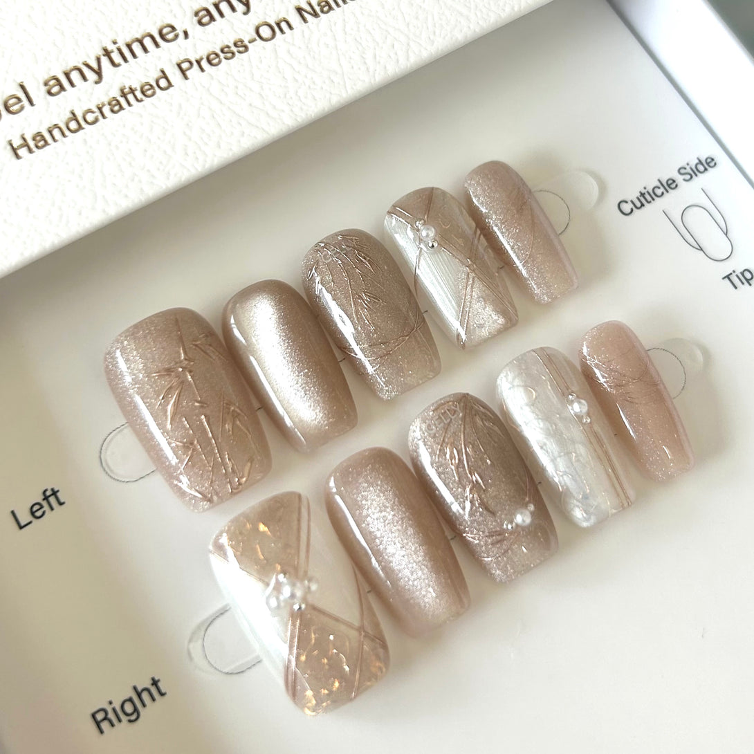 新中式穿戴甲 Chinese style press on nails