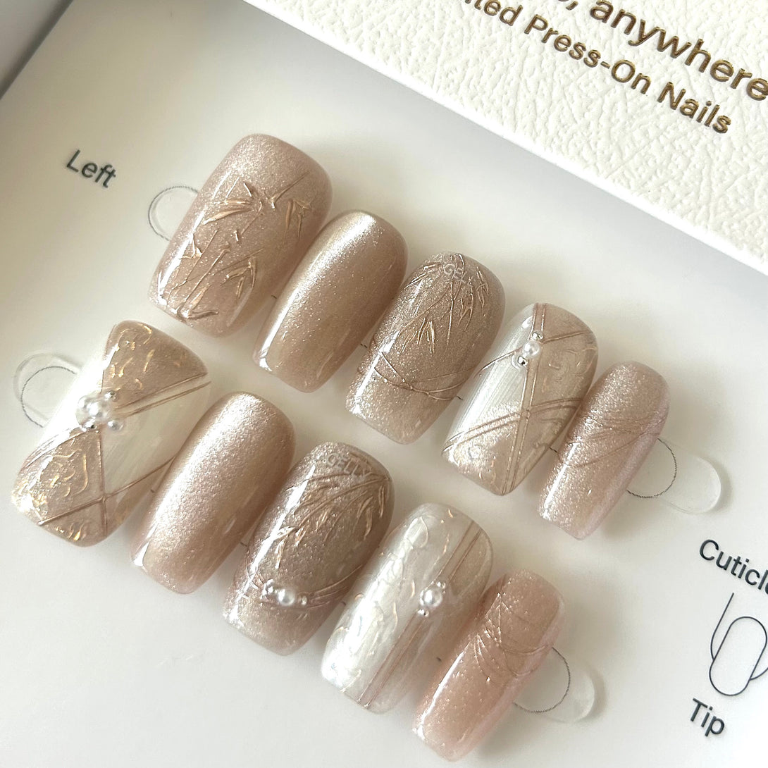 新中式穿戴甲 Chinese style press on nails