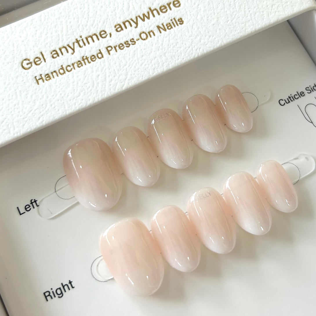 裸粉漸變美甲 Ombre press on nails