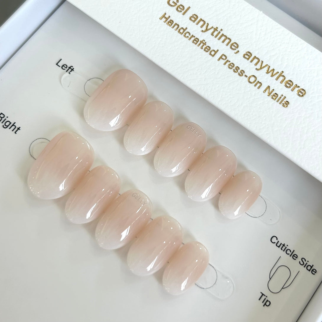 裸粉漸變美甲 Ombre press on nails