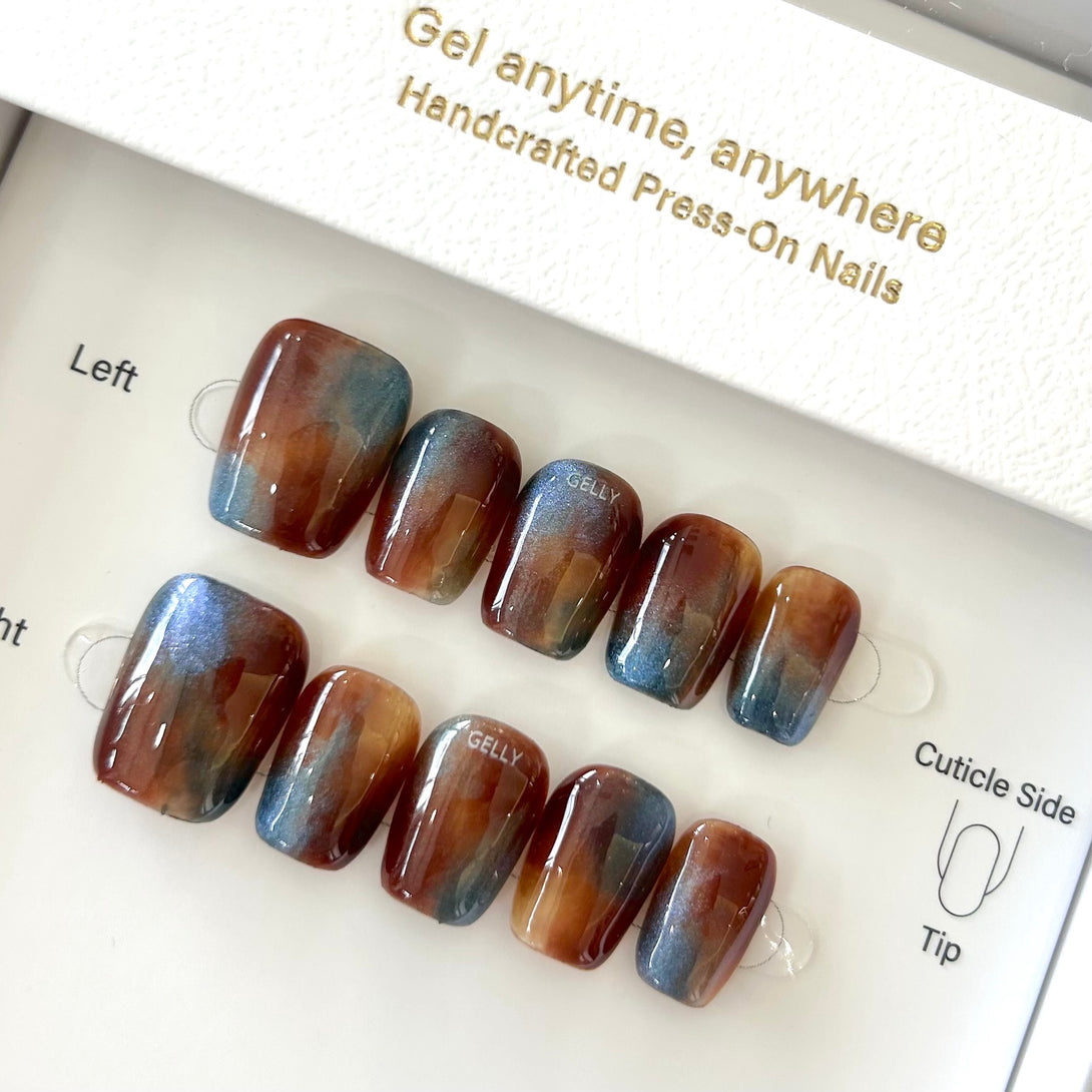 藍色穿戴甲 Blue press on nail