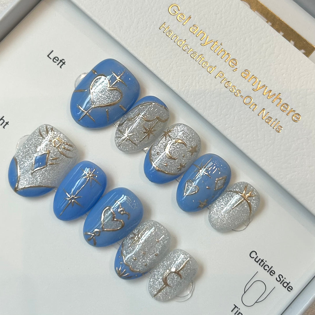 Galaxy Cat Eye press on nail, japanese press on nail