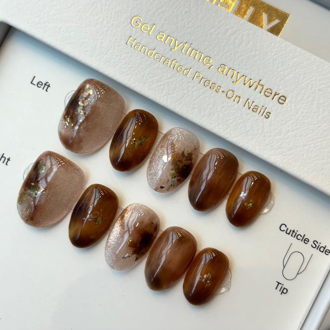 amber press on nail, japanese press on nail