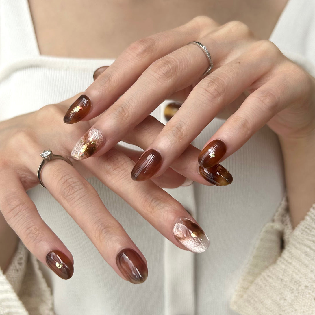 amber press on nail, japanese press on nail