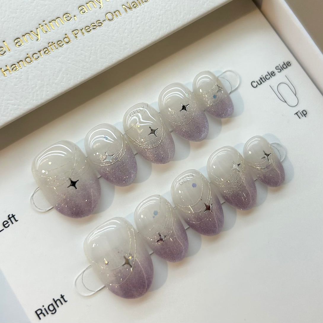 紫色穿戴甲, 香港穿戴甲, 台灣穿戴甲, 日式美甲, 日本穿戴甲, 貓眼, press on nails hong kong, japan press on nail