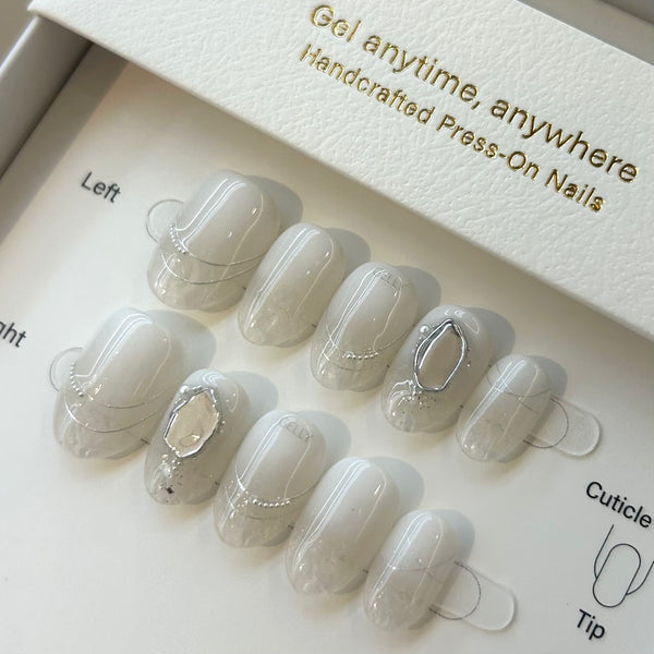 白色穿戴甲, 香港穿戴甲, 日式美甲, 日本穿戴甲, gel甲, press on nails hong kong, press on nails hk
