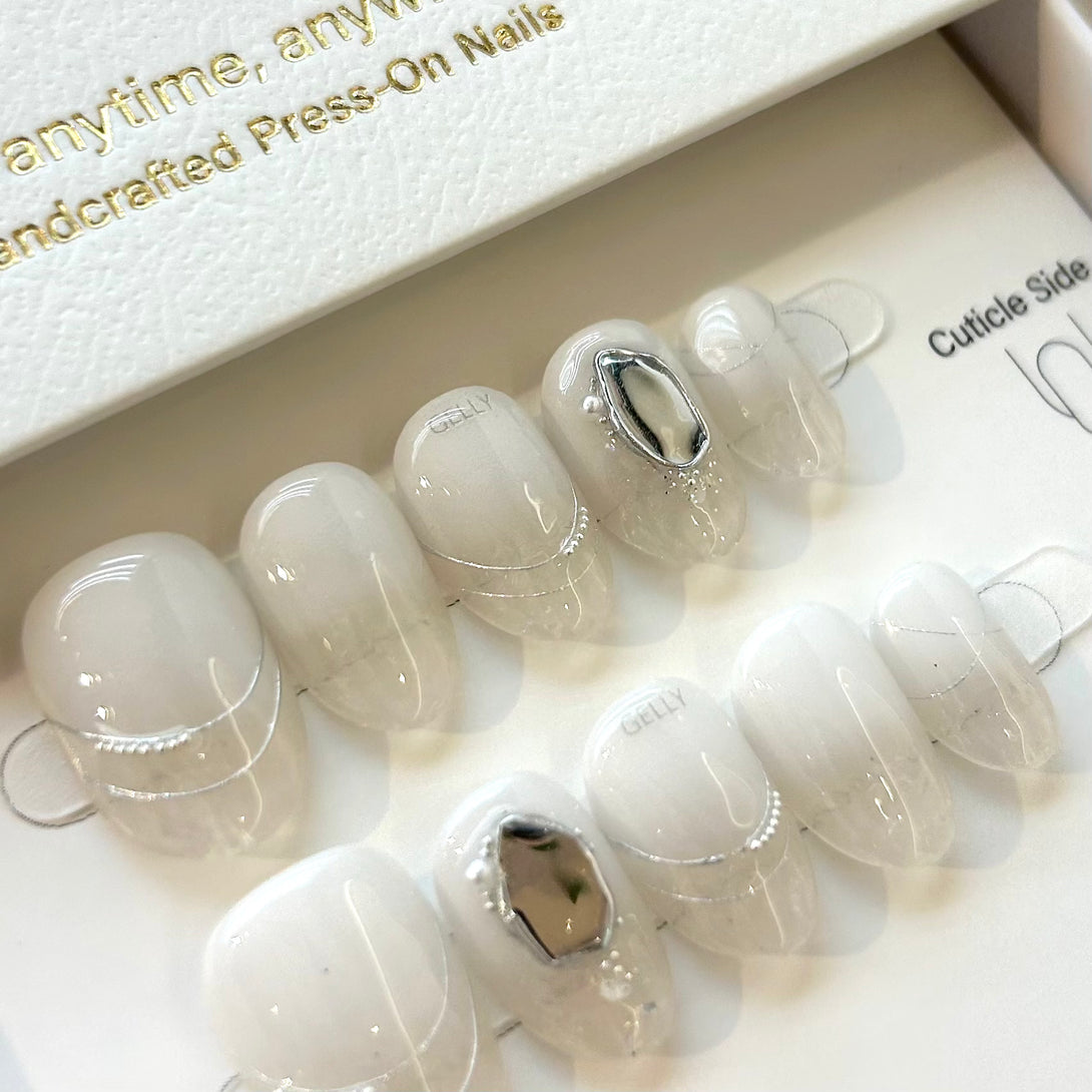 白色穿戴甲, 香港穿戴甲, 日式美甲, 日本穿戴甲, gel甲, press on nails hong kong, press on nails hk