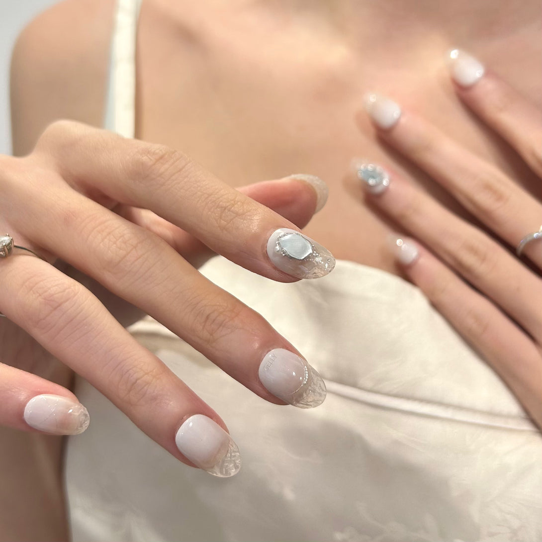 白色穿戴甲, 香港穿戴甲, 日式美甲, 日本穿戴甲, gel甲, press on nails hong kong, press on nails hk