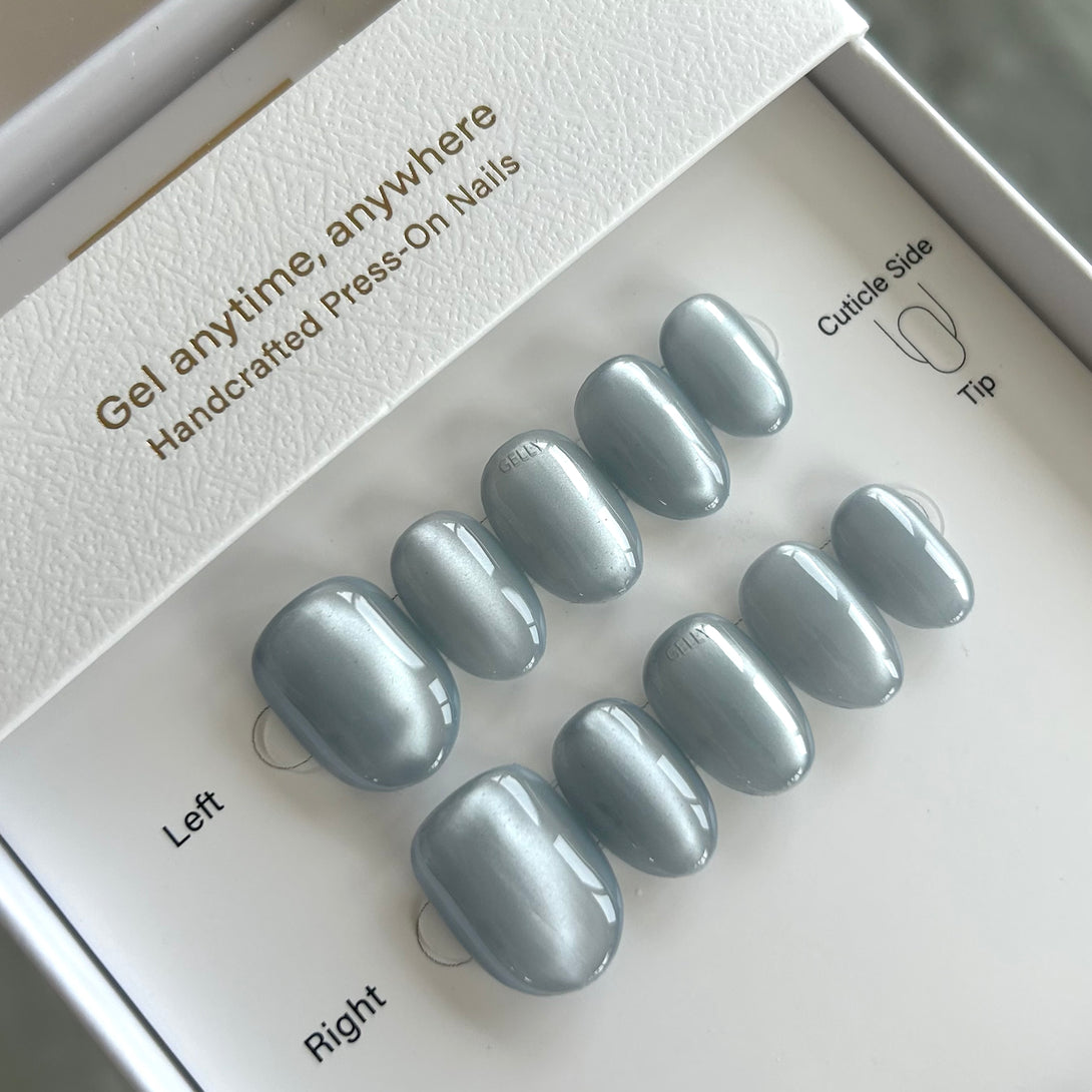 Blue cat eye press on nail 藍色貓眼穿戴甲