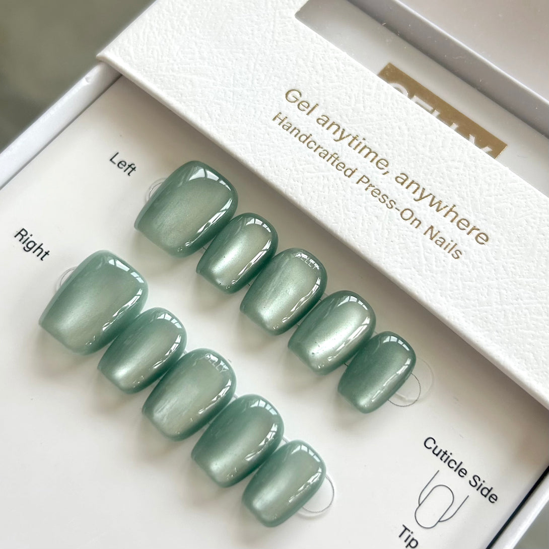 Green cat eye press on nail 綠色貓眼穿戴甲
