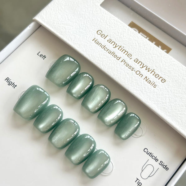 Green cat eye press on nail 綠色貓眼穿戴甲