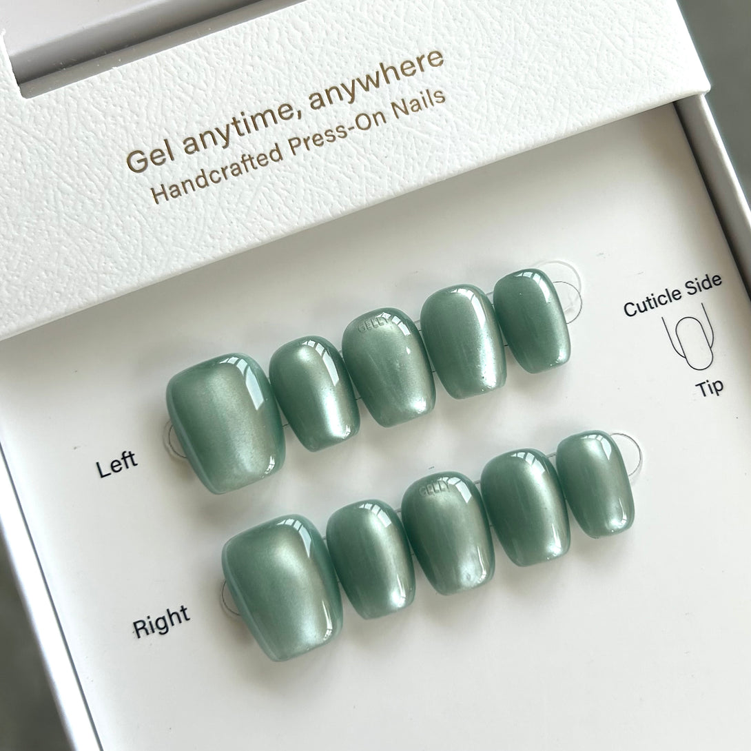 Green cat eye press on nail 綠色貓眼穿戴甲