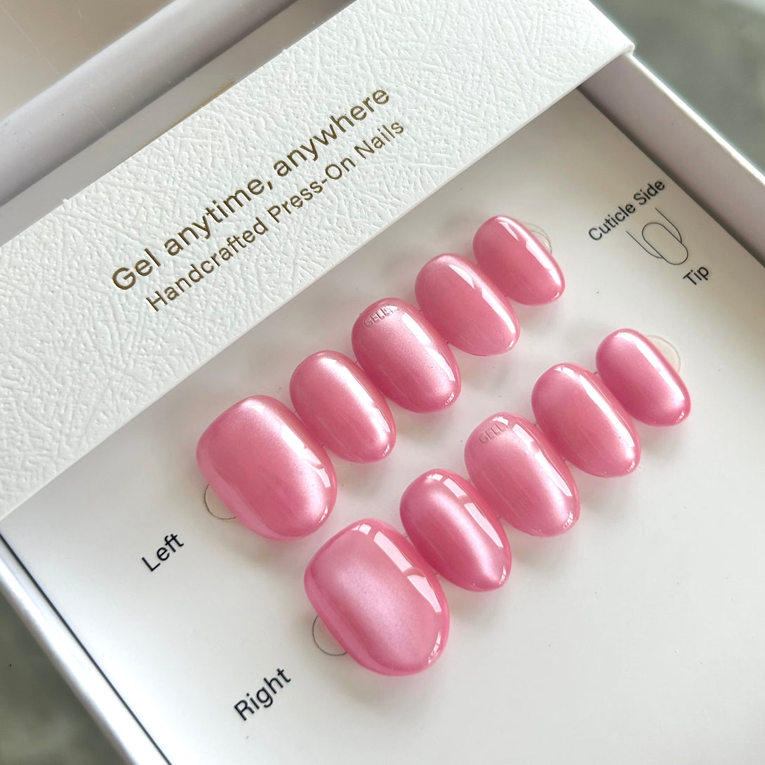 粉紅色貓眼穿戴甲 pink cat eye press on nails