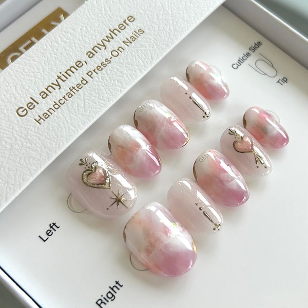 Goddess of Love- Aphrodite , pink marble press on nail 粉紅色暈染穿戴甲