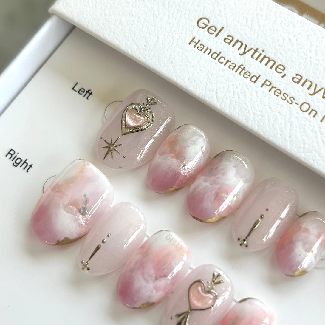 Goddess of Love- Aphrodite , pink marble press on nail 粉紅色暈染穿戴甲