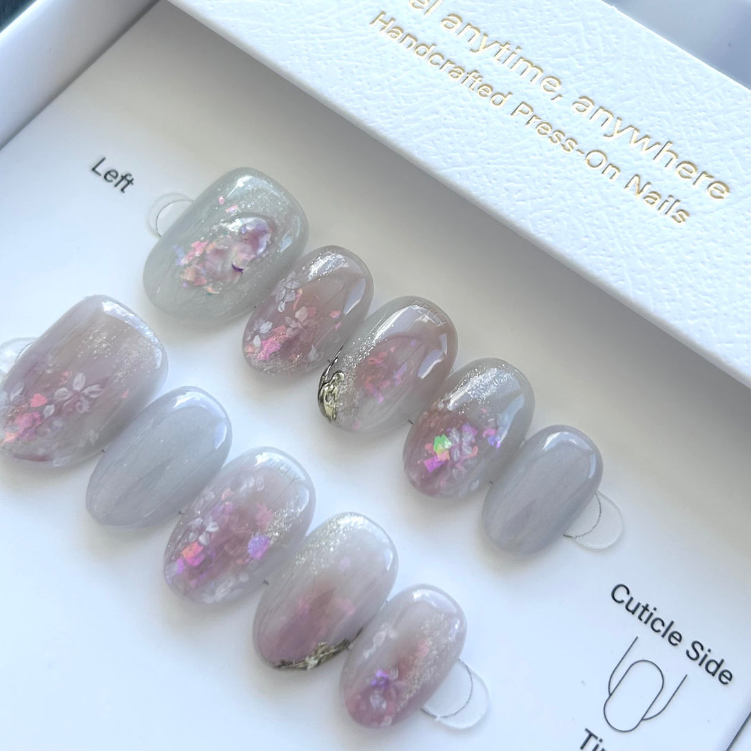 紫色穿戴甲 purple press on nail