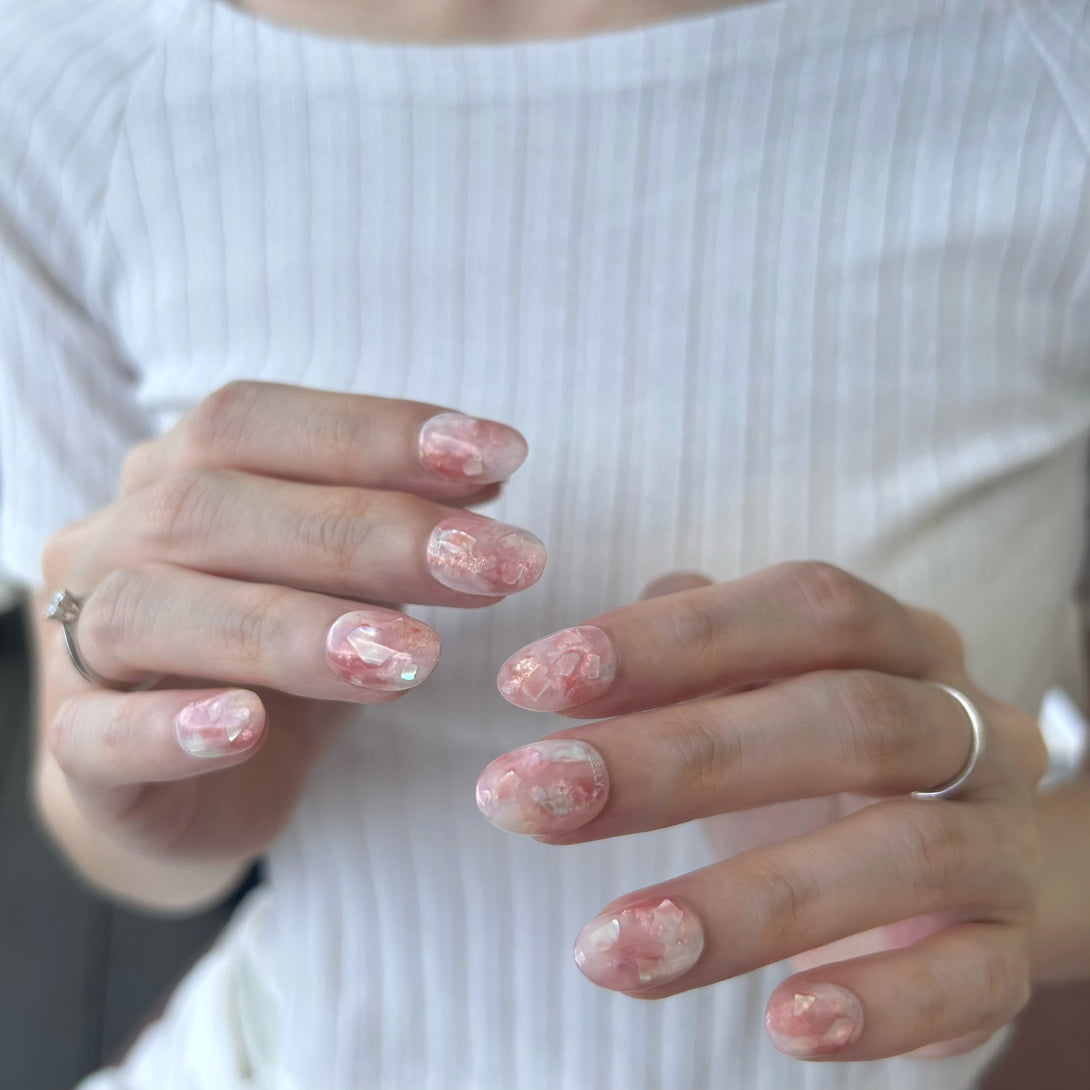 醋酸穿戴甲 marble press on nail