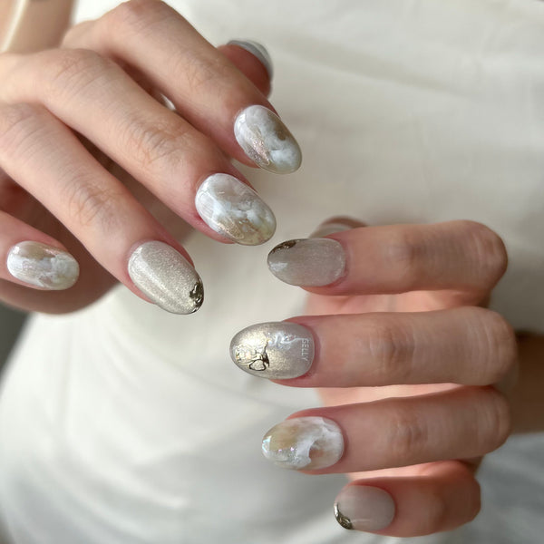 Goddess of Eternal Youth- Hebe , green marble press on nail 綠色暈染穿戴甲