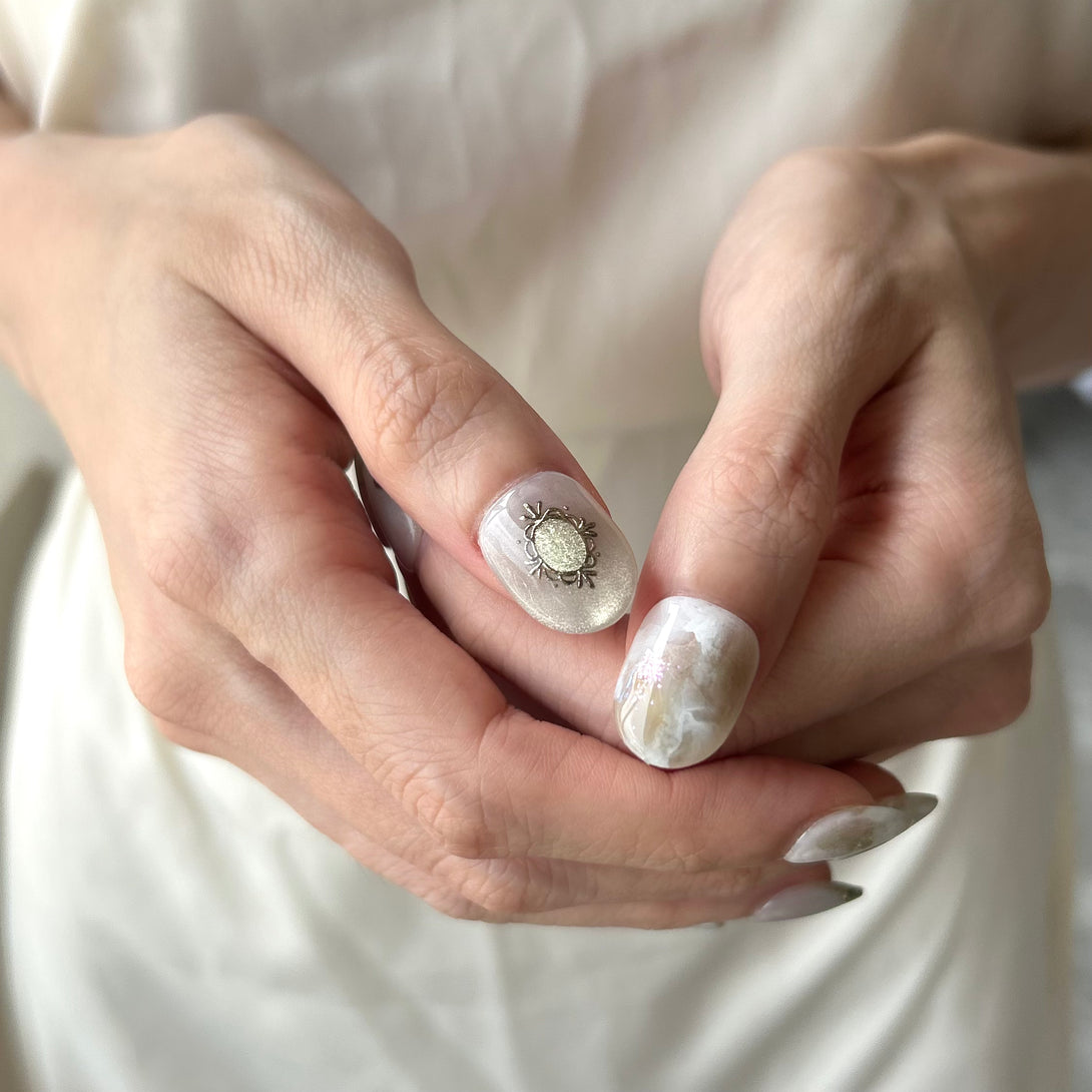 Goddess of Eternal Youth- Hebe , green marble press on nail 綠色暈染穿戴甲