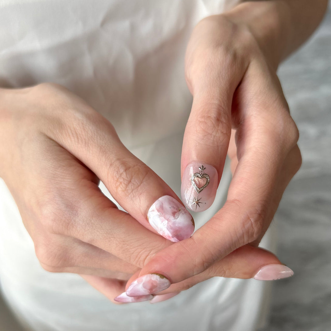Goddess of Love- Aphrodite , pink marble press on nail 粉紅色暈染穿戴甲
